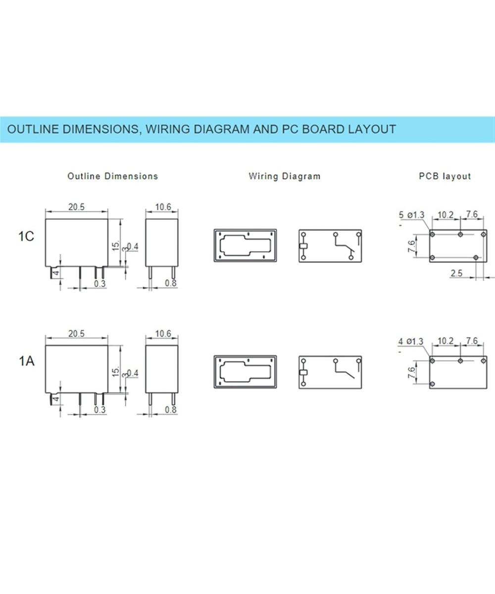 Mini Rele para PCB 5V/12/24V DC 5A HF33F